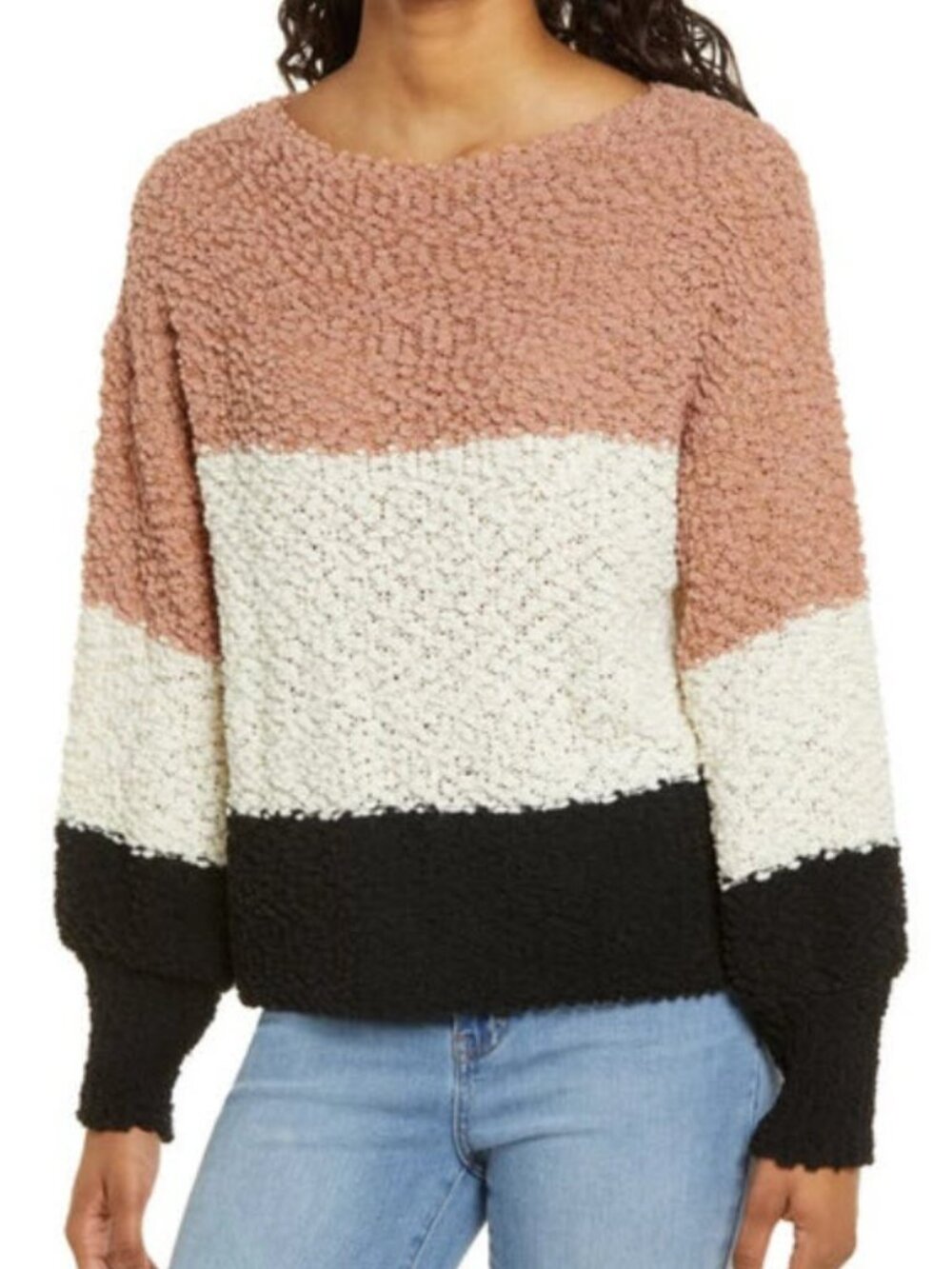 Lulus Colorblock Sweater In Camel, Ivory & Black